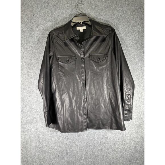 Nili Lotan‎ x Target Top Women S Long Sleeve Faux Leather Button-Down Jacket - Picture 1 of 8